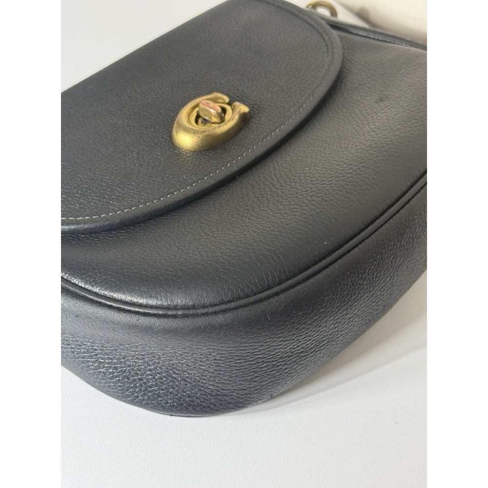 Coach Willow Saddle Bag Black Pebble Leather Crossbody Gold Turn lock CA094 - Picture 6 of 16